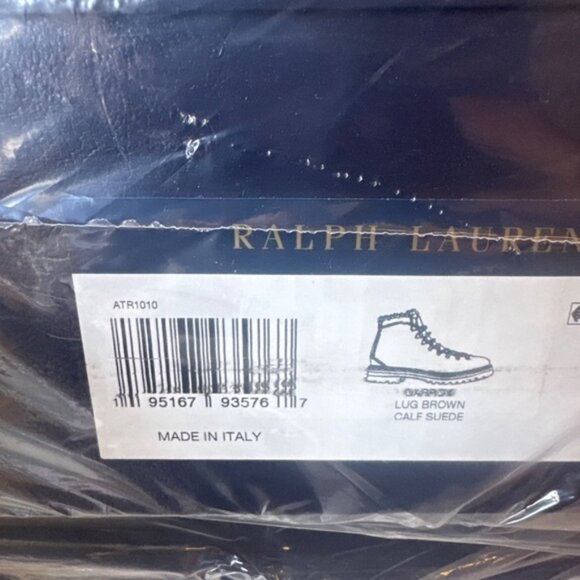 Ralph Lauren Purple Label Darrow Lug Brown Boots. Calf Suede. NEW Size 9,10,12